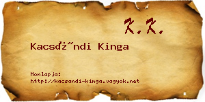 Kacsándi Kinga névjegykártya